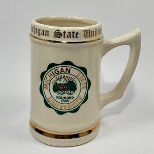 Vtg Michigan State University Stein Beer Mug Ceramic My Kid Goes To School Quote